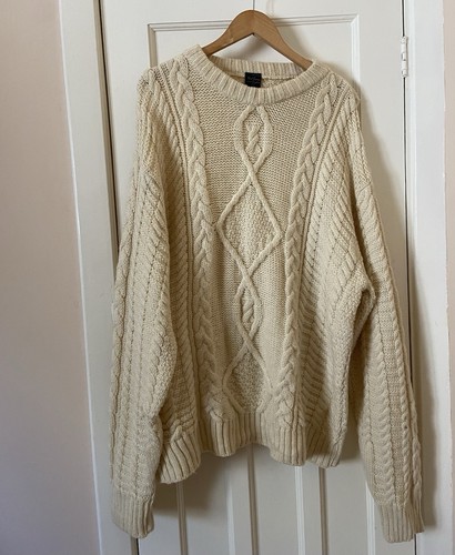 Mens cream wool aran jumper - mens,